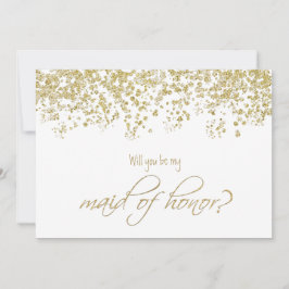 Kommer du att vara min maid of honor? Guld Confett Inbjudningar