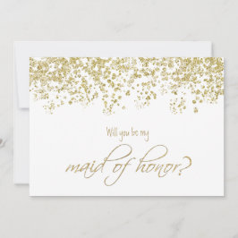 Kommer du att vara min maid of honor? Guld Confett Inbjudningar