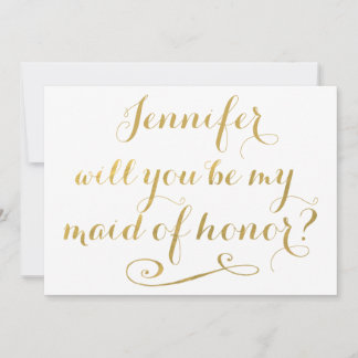Kommer du att vara min Maid of honor Guld-kalligra Inbjudningar