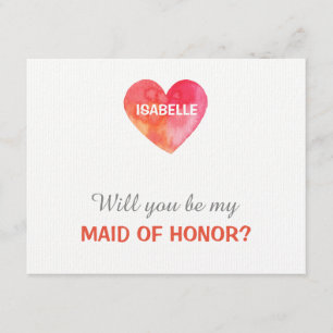 Kommer du att vara min maid of honor hjärtmall inbjudningar