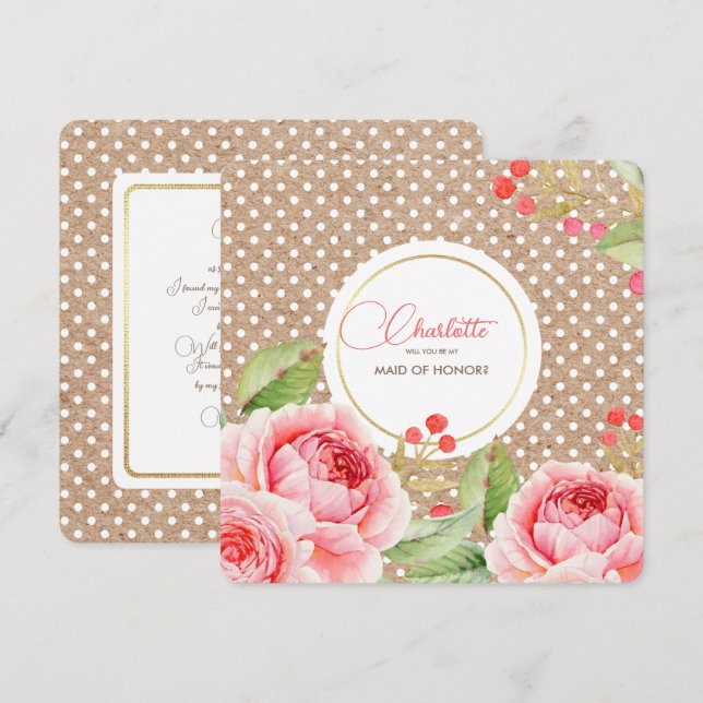 Kommer du att vara min Maid of honor? Inbjudan til (Fram/baksida)