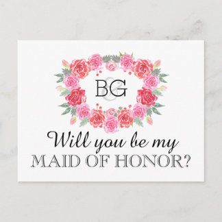 Kommer du att vara min MAID OF HONOR Inbjudan Vykort