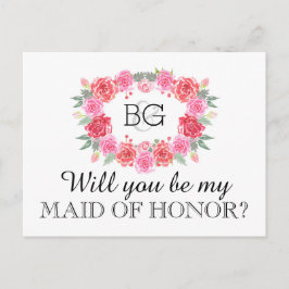 Kommer du att vara min MAID OF HONOR Inbjudan Vykort