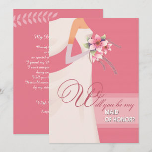 Kommer du att vara min Maid of honor? Modern Rosa Inbjudningar