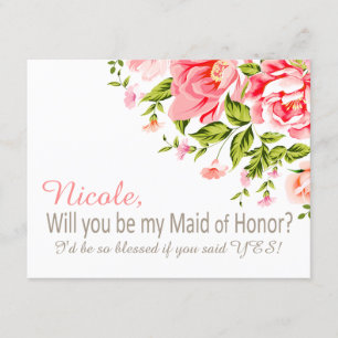 Kommer du att vara min Maid of honor? rosa Inbjudningar