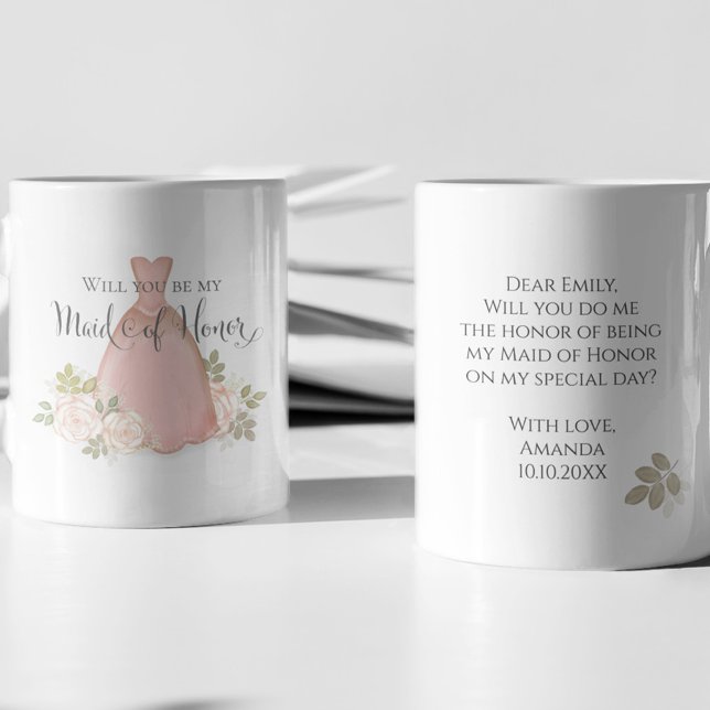 Kommer du att vara min Maid of honor  Rosa? Kaffemugg (Skapare uppladdad)
