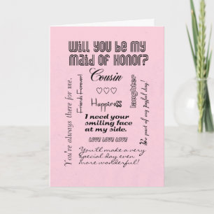 Kommer du att vara min Maid of honor, Rosa, kusin? Inbjudan