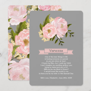 Kommer du att vara min Maid of honor? Rosa Peonie Inbjudningar