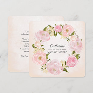Kommer du att vara min Maid of honor? Rosa Peonie Inbjudningar