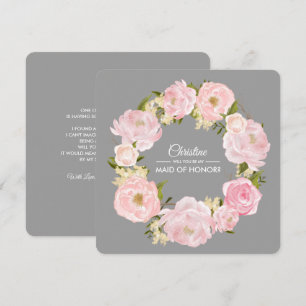 Kommer du att vara min Maid of honor? Rosa Peonie Inbjudningar
