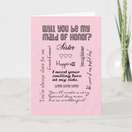 Kommer du att vara min Maid of honor, Rosa, syster Inbjudan