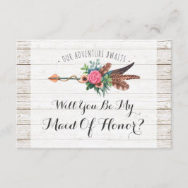 Kommer du att vara min Maid of honor? Rustic Boho Inbjudningar