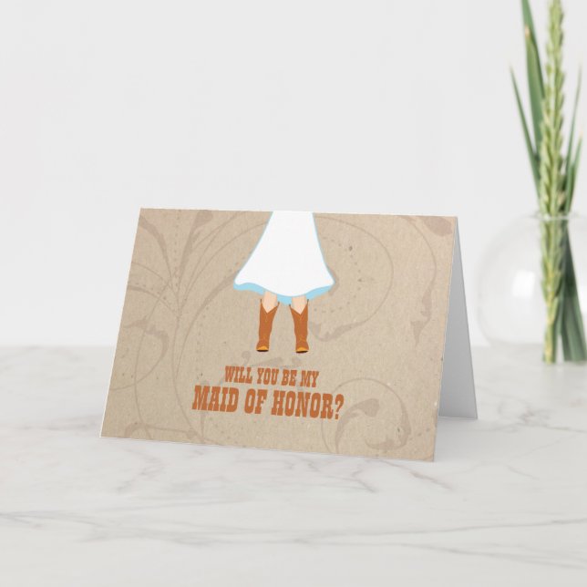 Kommer du att vara min Maid of honor? | Rustic Brö Inbjudan (Framsida)