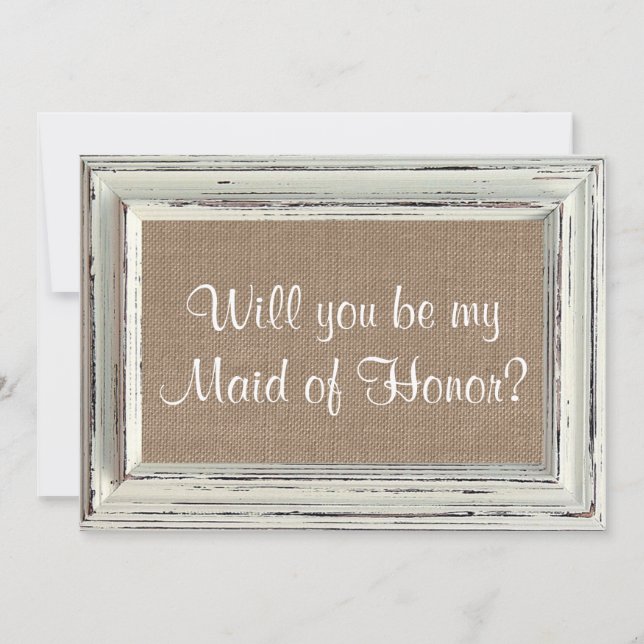 Kommer du att vara min Maid of honor? Rustic White Inbjudningar (Framsida)