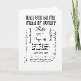 Kommer du att vara min Maid of honor, syster? Inbjudan