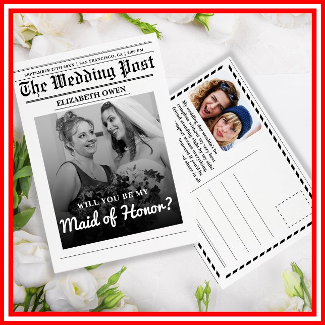 Kommer du att vara min Maid of honor-tidning Frier Inbjudningar (Skapare uppladdad)