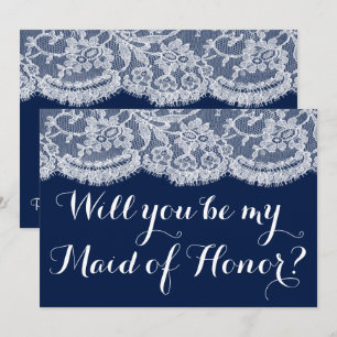 Kommer du att vara min Maid of honor? Tunga Blue & Inbjudningar