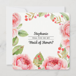 Kommer du att vara min Maid of honor? Vattenfärgad Inbjudningar