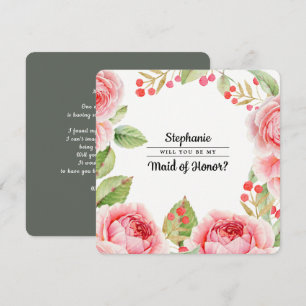 Kommer du att vara min Maid of honor? Vattenfärgad Inbjudningar