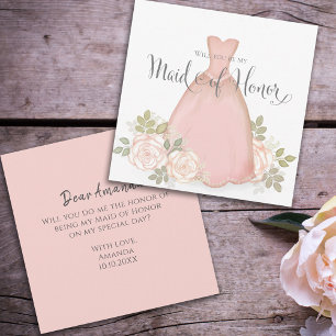 Kommer du att vara min Maid of honor Watercolor Kort
