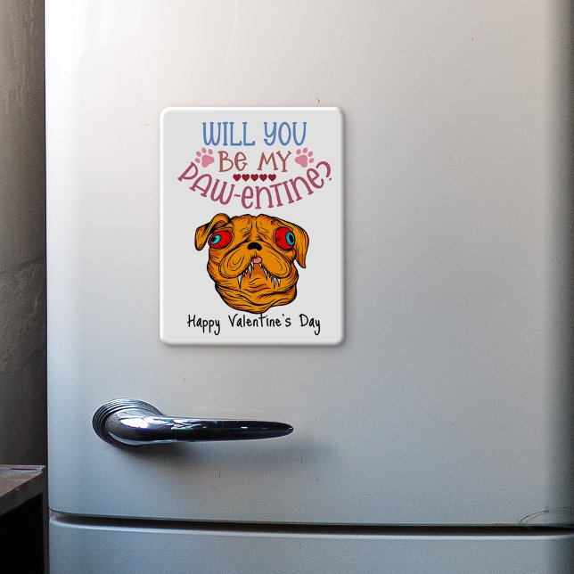 Kommer du att vara min Pawentine? Valentine hund-k Magnet (Skapare uppladdad)