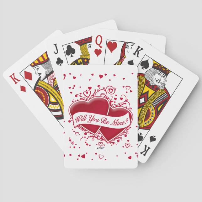 Kommer du att vara min? Red Hearts Kortlek (Baksidan)