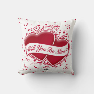 Kommer du att vara min? Red Hearts Kudde