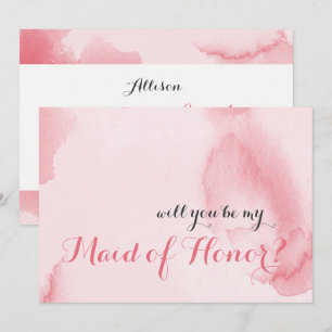 Kommer du att vara min Rosa Maid of honor Watercol Inbjudningar