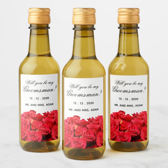 Kommer Du Att Vara Min Tupp Mini Röda Rosor Vinetikett (Flaskor)