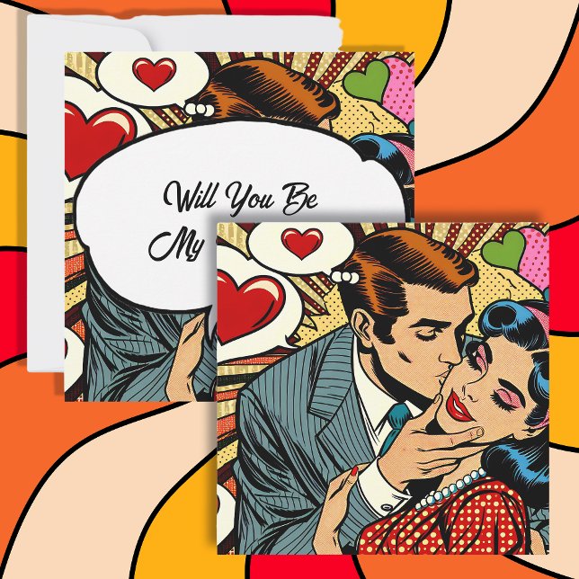 Kommer du att vara min Valentine? Cute Retro Julkort (Skapare uppladdad)