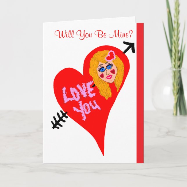 Kommer du att vara min Valentine? Helgkort (Framsida)