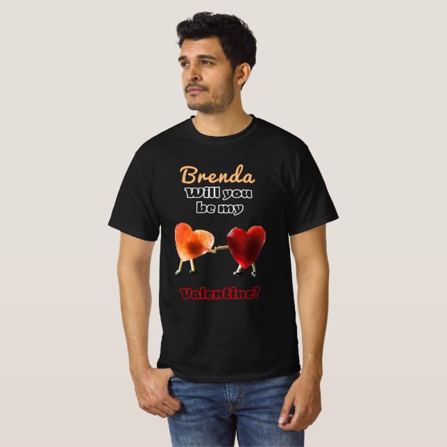 Kommer du att vara min Valentine? Manar T Shirt (Hel framsida)