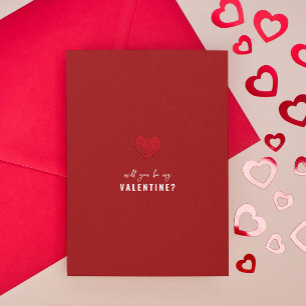 Kommer du att vara min Valentine, minimalistisk ro Inbjudningar