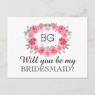 Kommer du att vara min vattenfärg för bridesmaid? inbjudan vykort