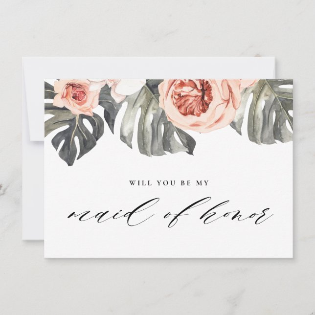 Kommer du att vara mina Maid of honor-Elegant-Trop Inbjudningar (Framsida)