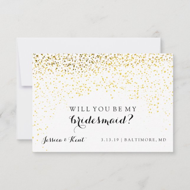 Kommer du att vara mitt Bridesmaid Card - Confetti Inbjudningar (Framsida)