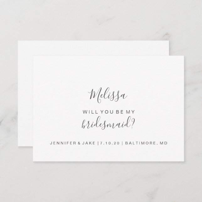 Kommer du att vara mitt Bridesmaid Card - enkelt s Inbjudningar (Fram/baksida)
