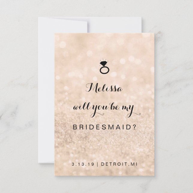 Kommer du att vara mitt Bridesmaid Card - Glit Rin Inbjudningar (Framsida)
