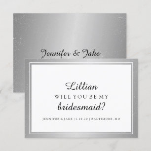 Kommer du att vara mitt Bridesmaid Card-Silver Cla Inbjudningar