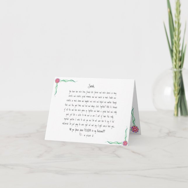 Kommer du att vara mitt eget namn på ett bridesmai inbjudan (Framsida)