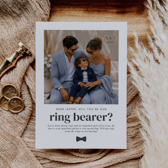 Kommer Du Att Vara Vår Ringbärare Foto Förfrågan Inbjudningar (Zazzle Will You Be Our Ring Bearer Photo Proposal Invitation)