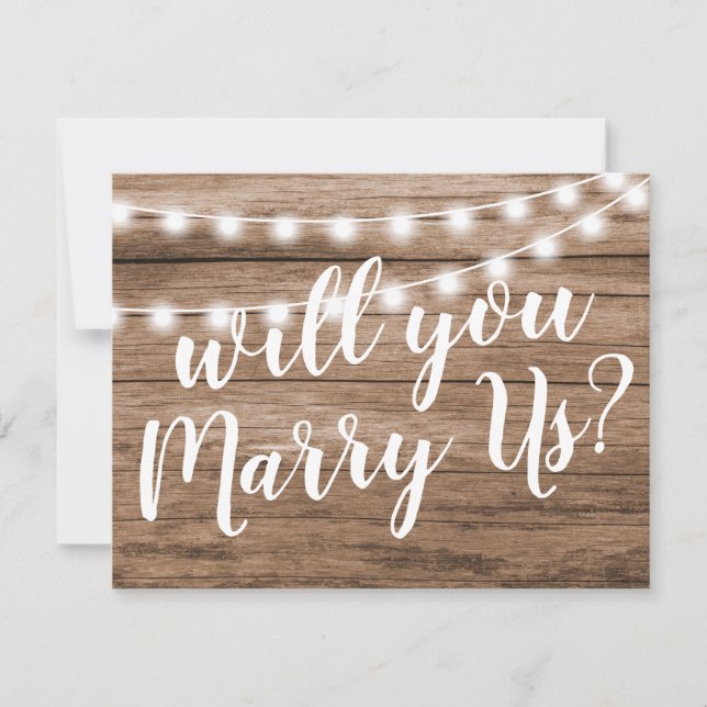 Kommer du att vara vår tjänsteman? | Rustic Marry  Inbjudningar (Framsida)
