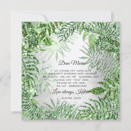 Kommer Du Brudtjänst Tropisk Glitter Mint Silver Inbjudningar