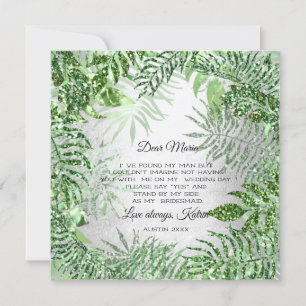Kommer Du Brudtjänst Tropisk Glitter Mint Silver Inbjudningar