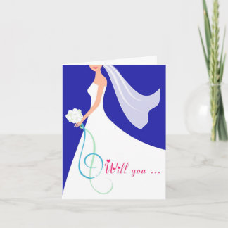 Kommer du? Cutstom Bridesmaid Card - True Blue Inbjudan