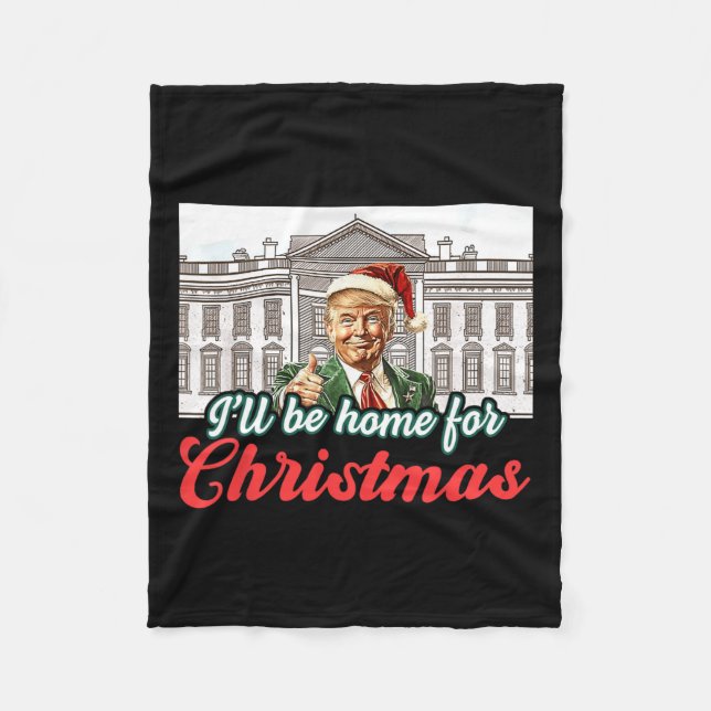 Kommer du hem till jultomten Jultomten Trump Fleecefilt (Framsidan)