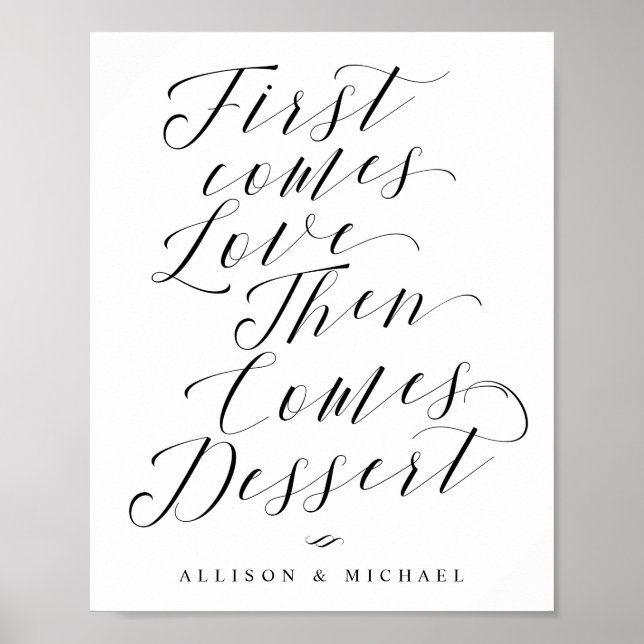 Kommer först Kärlek Dessert Pub Bröllop-signalen Poster (Framsidan)