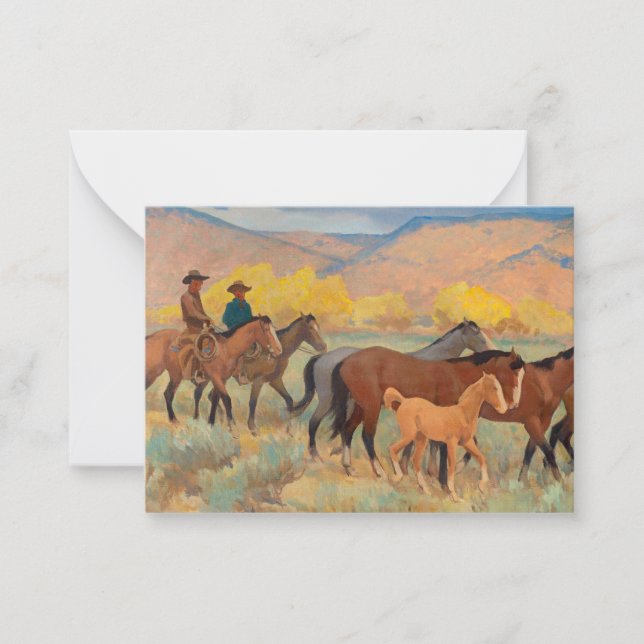 Kommer hem, 1942 av Maynard Dixon Anteckningskort (Framsida)