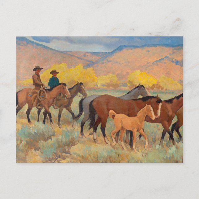 Kommer hem, 1942 av Maynard Dixon Vykort (Framsida)