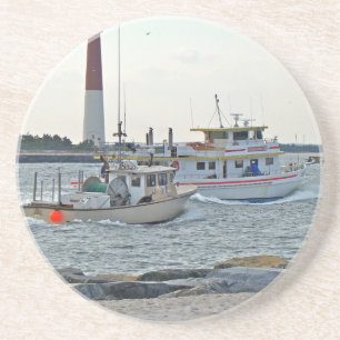 Kommer hem - Fiskefartyg i Barnegats inloppsobjekt Underlägg Sandsten